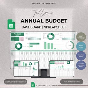 Ultimate Annual Budget Spreadsheet Google Sheets Budget Template Monthly Budget Tracker Financial Planner Bill Tracker Debt Tracker