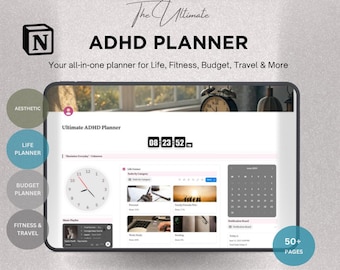 Modello Notion Planner ADHD Dashboard Notion Planner digitale ADHD Modelli Notion ADHD per adulti Pianificatore di concentrazione Produttività Pianificatore di cura di sé