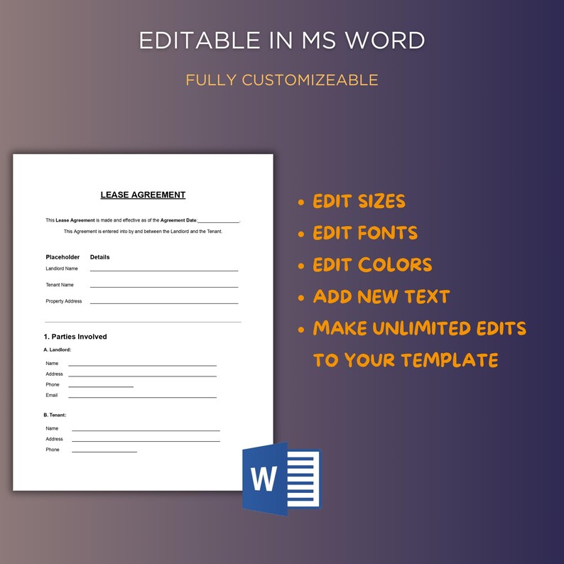 Editable Rental Agreement Template. Printable Lease Agreement ...
