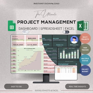 Dashboard di gestione del progetto Fogli Google ed Excel / Dashboard del progetto / Stato di più progetti / Rapporto di stato / Rapporto di budget