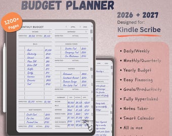 Agenda di bilancio 2026-2027 per Kindle Scribe / Oltre 1200 pagine con collegamenti ipertestuali - Agenda digitale per finanza e gestione del denaro in formato PDF
