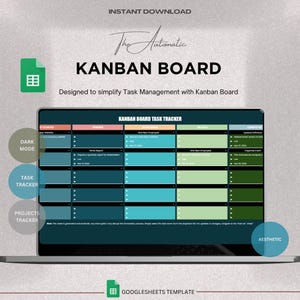 Kanban Board Spreadsheet | Task Priority Tracker | Dark Mode | Employee To Do List Google Sheets | Project Management | Daily Weekly Planner