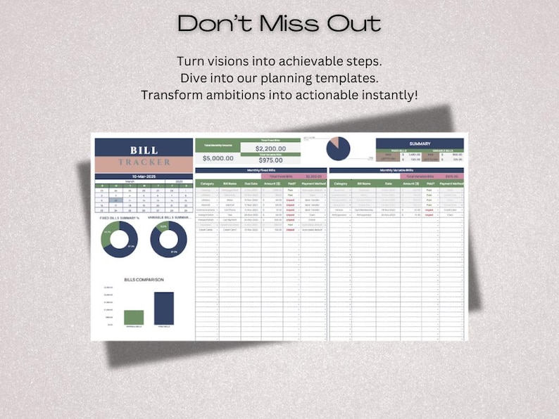 Bill Tracker Spreadsheet Google Sheets Bill Calendar Monthly Smart Bill ...