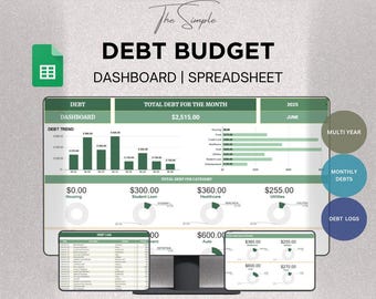 Debt Budget Tracker Spreadsheet Debt Payoff Template Debt Dashboard Google Sheets Debt Snowball Debt Management Household Financial Planner
