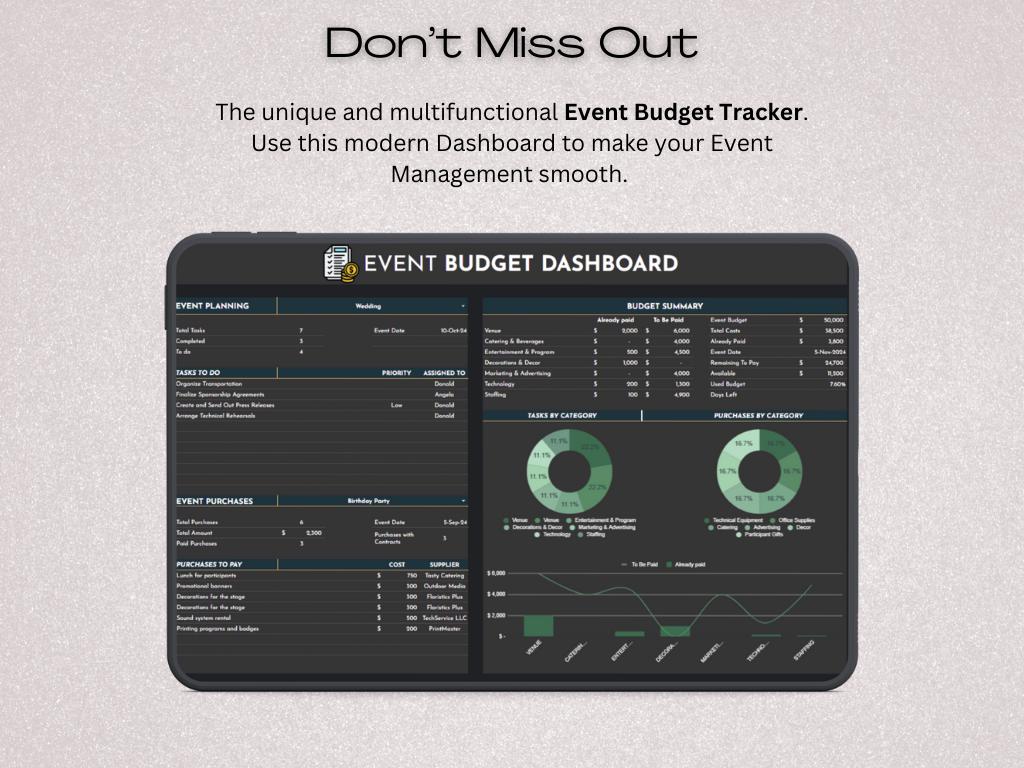Event Budget Planner Spreadsheet Template | Instant Download | Google ...