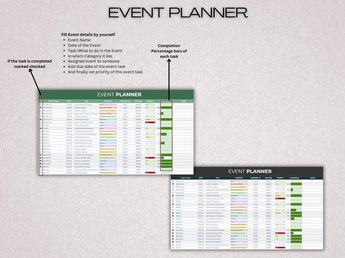 Event Budget Planner Spreadsheet Template | All in One | Multi Events ...