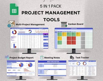 Project Management Tools for Small Business | Gantt Chart Planner | Kanban Board Project Planner | Task Tracker To-Do List | Google sheets