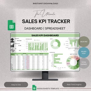 Sales KPI Tracker Dashboard Template | Track Sales Metrics & Goals | Simple Dashboard for Business | Monitor Key Performance Indicators