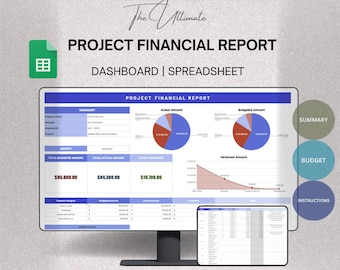 Project Budget Report Dashboard Spreadsheet | Project Cost Matrix & Financial Oversight | Digital Instant Download
