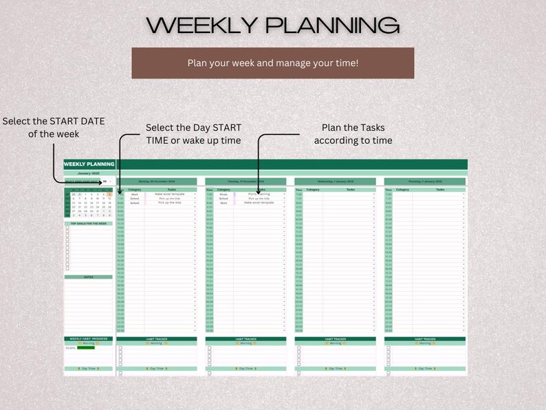 To Do List Task Tracker Template Productivity Planner Spreadsheet Daily ...