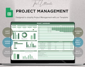 Project Management Dashboard Google sheets | Project Dashboard | Multiple Project status | Gantt Chart | Kanban Board | Calendar View