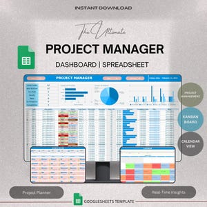 Gerenciamento de Projetos com Quadro Kanban e Modelo de Planilhas Google de Visualização de Calendário, Gerenciamento de Projetos de Equipe, Lista de Tarefas de Funcionários, Gerente de Projetos