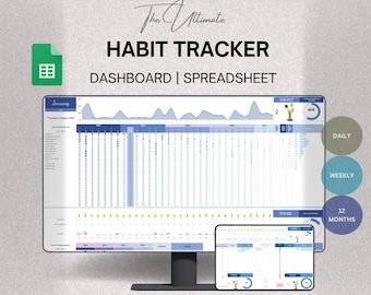 Ultimate Habit Tracker Spreadsheet, Daily Weekly Monthly Planner (Google Sheets)
