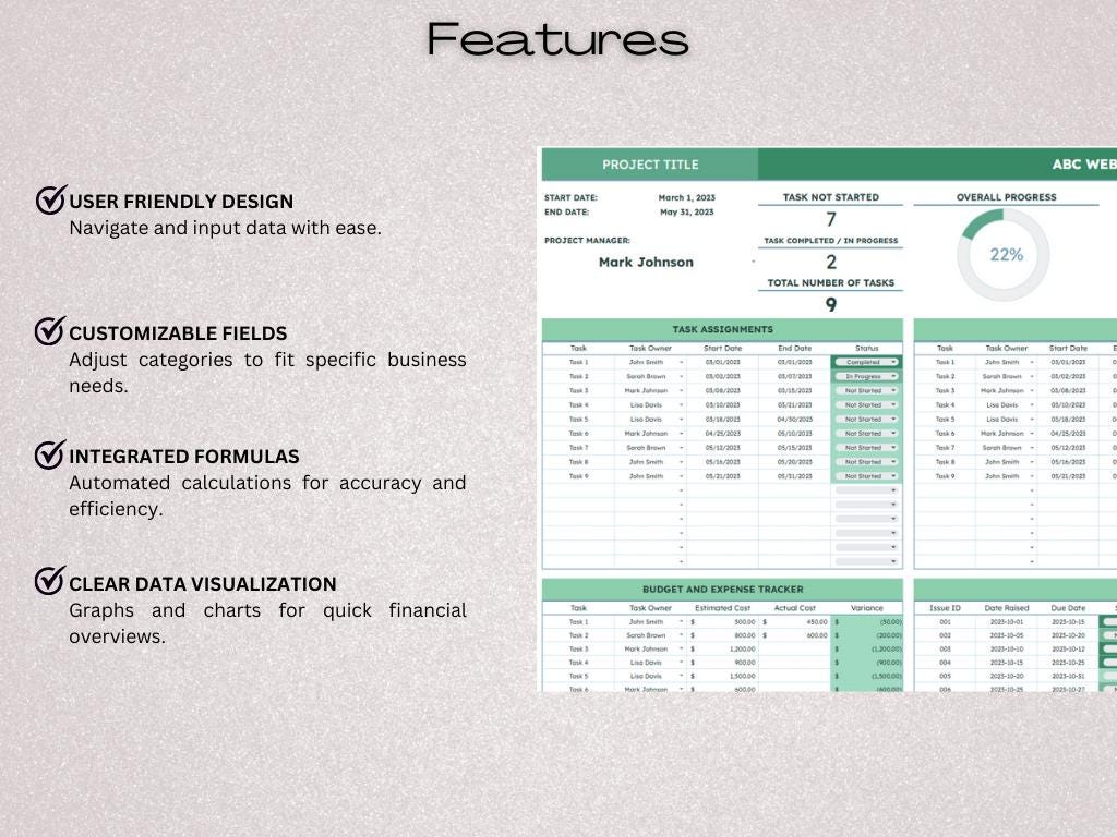 Simple Project Planning Spreadsheet, Project Budget, Deadline Set Up ...