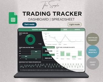 Crypto Trading Journal Google sheets | 2025 Trading Dashboard Spreadsheet | Trade Analysis Chart | Annual and Monthly Trading Report