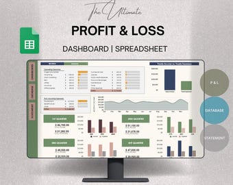 2026 Profit and Loss Template Google Sheets P and L Statement, Annual Profit Calculator Easy Bookkeeping Monthly Income and Expenses Tracker