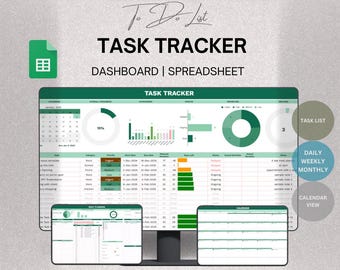 To Do List Task Tracker Template Productivity Planner Spreadsheet Daily Weekly Monthly Task Management Checklist ADHD Google Sheets
