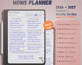 Agenda per mamme 2026-2027 per Kindle Scribe / Agenda digitale per la famiglia, il benessere e il budget con oltre 1900 pagine e collegamenti ipertestuali in formato PDF