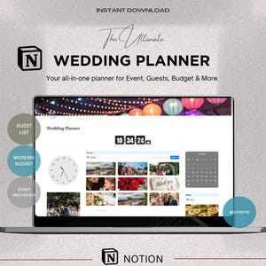 Wedding Planner Notion Template | Notion Wedding Timeline Calendar | Digital Wedding Planner | Wedding Budget Template | Wedding Guest list