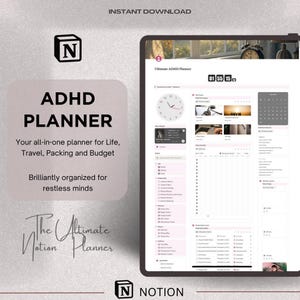 Notion Template ADHD Planner Notion Dashboard ADHD Digital Planner Adult ADHD Notion Templates Focus Planner Productivity Self Care Planner