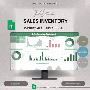 Sales & Inventory Dashboard Google Sheets Template Small Business Spreadsheet Digital Template Sale Statistic Online Sale Insight Management