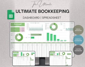 Small Business Bookkeeping Spreadsheet Google Sheets | Custom Dashboard | Bookkeeping Template | Business Expense Tracker | Income Tracker
