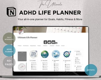 Notion ADHD Life Planner Notion Dashboard ADHD Digital Planner Adult ADHD Notion Templates Planner Focus Planner Productivity Self Care Planner