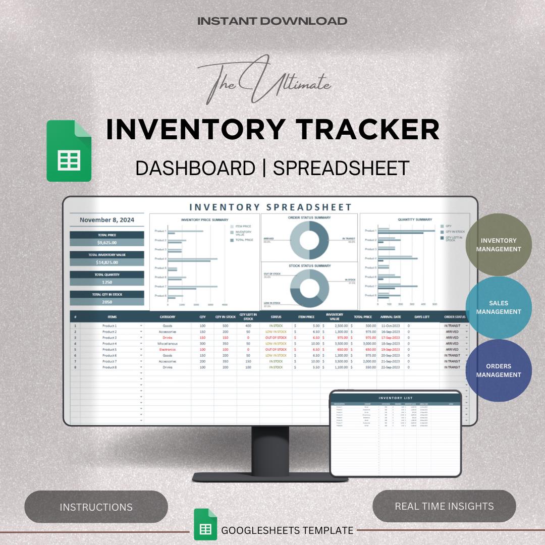 Inventory Tracker Spreadsheet Small Business Inventory Template Google ...