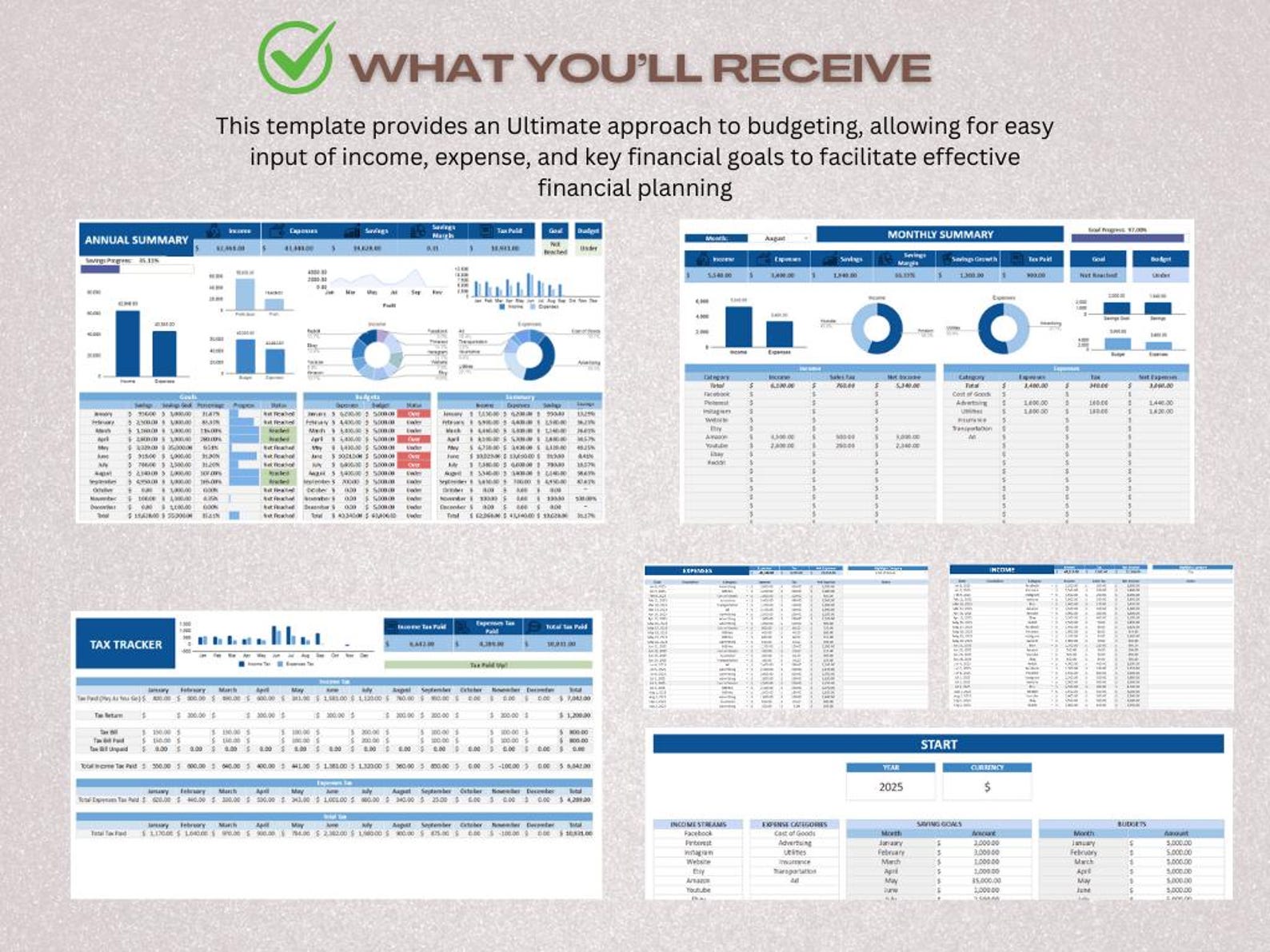 Business Budget Spreadsheet | Financial Template | Sales Tax Tracker ...