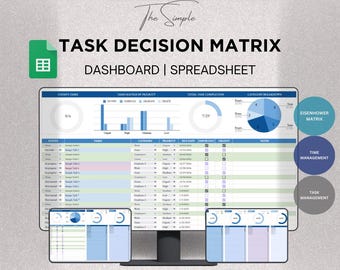 Matriz de Eisenhower Hojas de cálculo de Google Matriz de decisiones Hoja de cálculo Plantilla de seguimiento de prioridades de tareas Planificador de volcado de ideas Matriz de urgencia e importancia para TDAH
