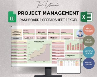 Dashboard di gestione del progetto Fogli Google ed Excel / Dashboard del progetto / Stato di più progetti / Report sullo stato / Report sul budget