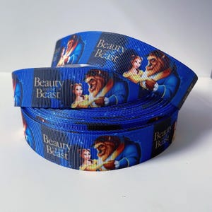 Nastro grosgrain con il personaggio di La Bella e la Bestia tagliato su misura