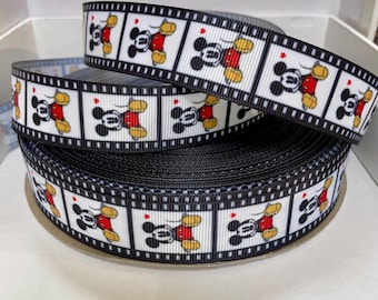 Mickey Film Strip character grosgrain ribbon by the yard
