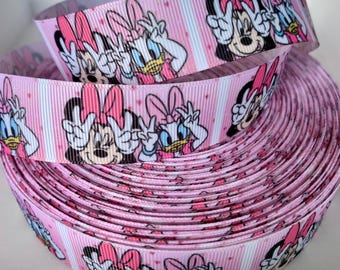 Minnie and Daisy character grosgrain ribbon by the yard