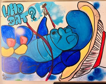 Arte inspirado en la oruga de Alicia en el País de las Maravillas – Lienzo de dibujos animados estilo pop art – Decoración de pared psicodélica