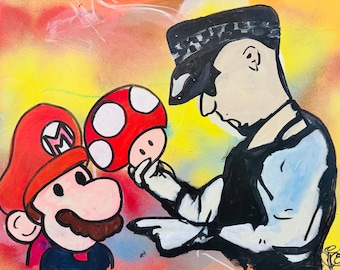 Mario Street Art Painting | Pop Art Graffiti Canvas