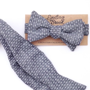Blue Bow ties for Men, Polka Dot Bow Ties, Denim Bowties, Self Tie Bow Ties, Men&#39;s Bow ties, Men&#39;s bowties, Wedding Bow Ties, Groomsmen Ties