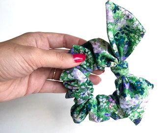 green scrunchie - bow scrunchie - knotted scrunchie - flower scrunchie