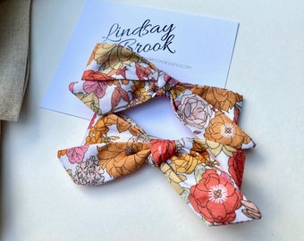 Marigold Floral Bow - Fabric Hair Bow - small hair bows