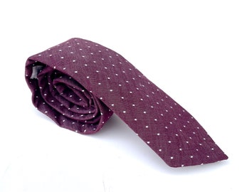 Maroon Neck Tie - Dotted Neck Tie - Burgundy Ties - Burgundy Neck Tie