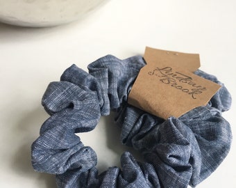 Denim scrunchie - chambray scrunchie - blue scrunchie - cotton scrunchie