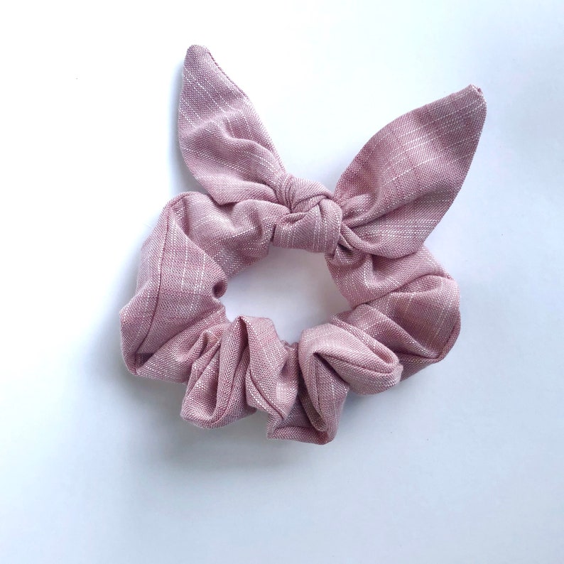 Pink Cotton Scrunchie Cotton Hair Tie Pink Bow Scrunchie