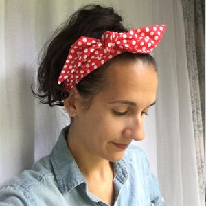 Rosie the riveter costume - rosie the riveter headband - red polka dot headband - hair scarves for women - red hair scarf - pin up headband