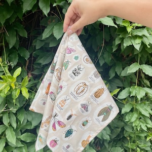 Bug Bandanna -- Botanical Bandanna -- Cotton Headwrap