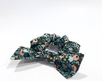 Rifle Paper Co scrunchie - Scarf Scrunchie - Bow scrunchie - Pink Flower Scrunchie