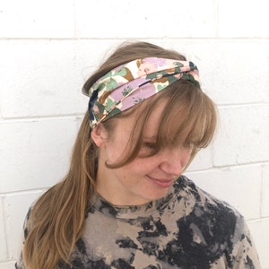 Sage green headband - green flower hair scarf - cotton head scarf