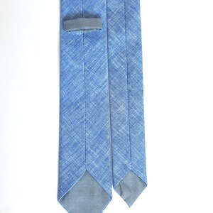 Linen neck tie, Linen tie for men, blue linen tie, skinny ties, blue skinny tie, custom wedding ties, blue neckties, groomsmen gift image 5