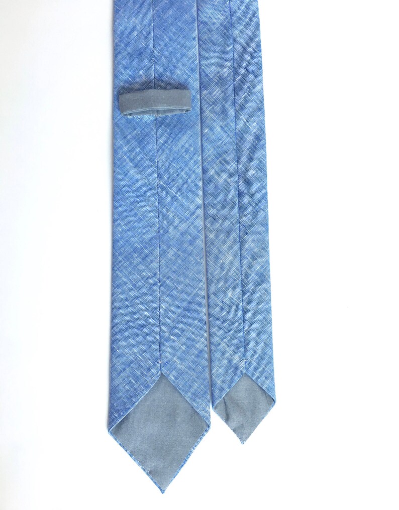 Linen neck tie, Linen tie for men, blue linen tie, skinny ties, blue skinny tie, custom wedding ties, blue neckties, groomsmen gift image 5