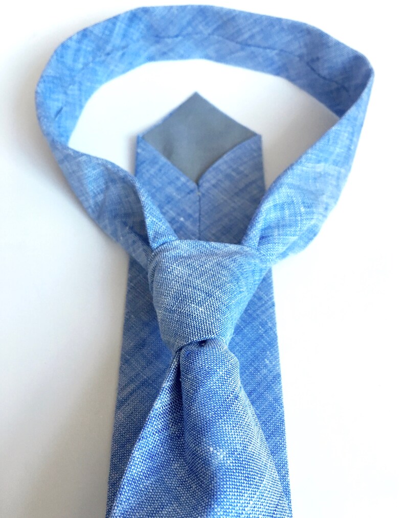 Linen neck tie, Linen tie for men, blue linen tie, skinny ties, blue skinny tie, custom wedding ties, blue neckties, groomsmen gift image 7