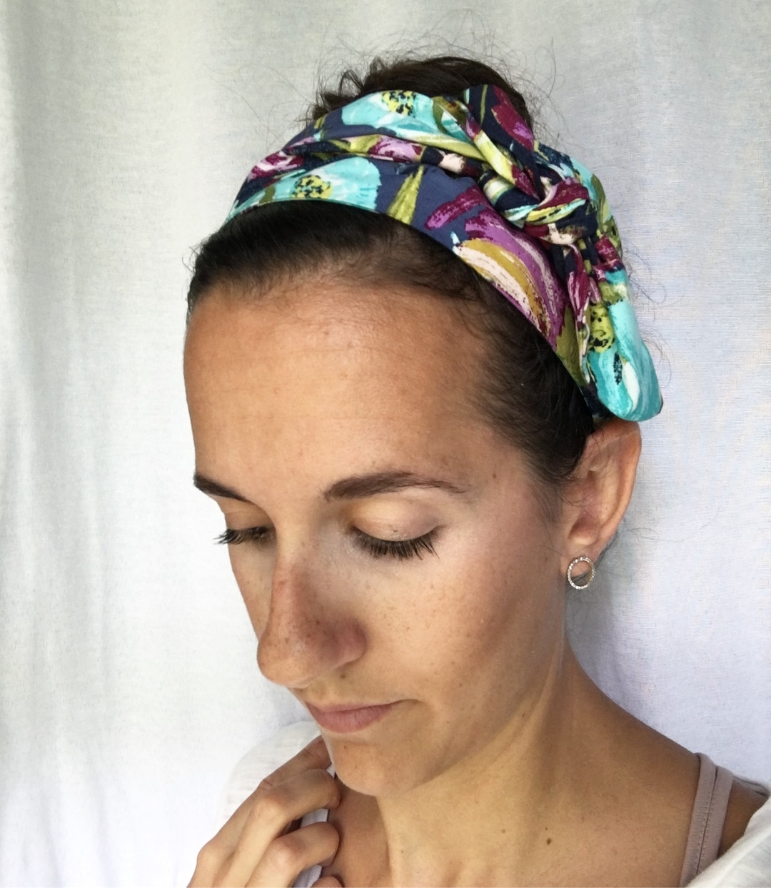 Lilac Floral Hair Scarf Turquoise Headband Teal Head Scarf - Etsy